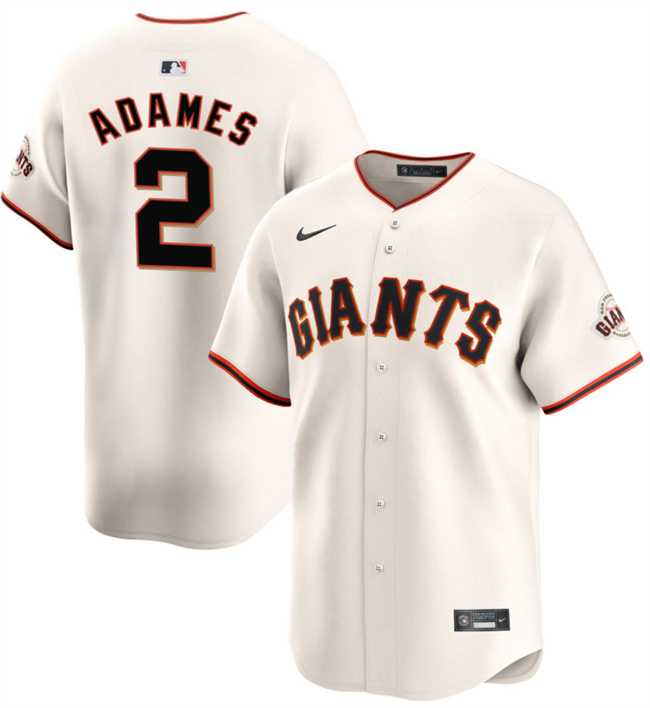 Mens San Francisco Giants #2 Willy Adames Cream 2024 Home Limited Stitched Jersey Dzhi